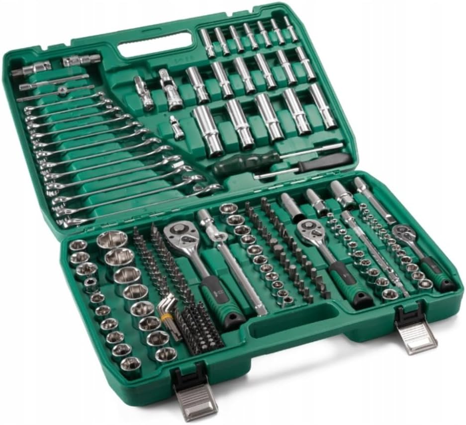Steckschlüsselsatz 216-teilig 1/2" 3/8" 1/4" Koffer | Profi-Werkzeugkoffer, Cr-V Stahl, Ratschen, Nüsse, Bits, für KFZ-Werkstatt & Heimwerker 1 Steckschlüsselsatz 216-teilig 1/2" 3/8" 1/4" Koffer | Profi-Werkzeugkoffer, Cr-V Stahl, Ratschen, Nüsse, Bits, für KFZ-Werkstatt & Heimwerker