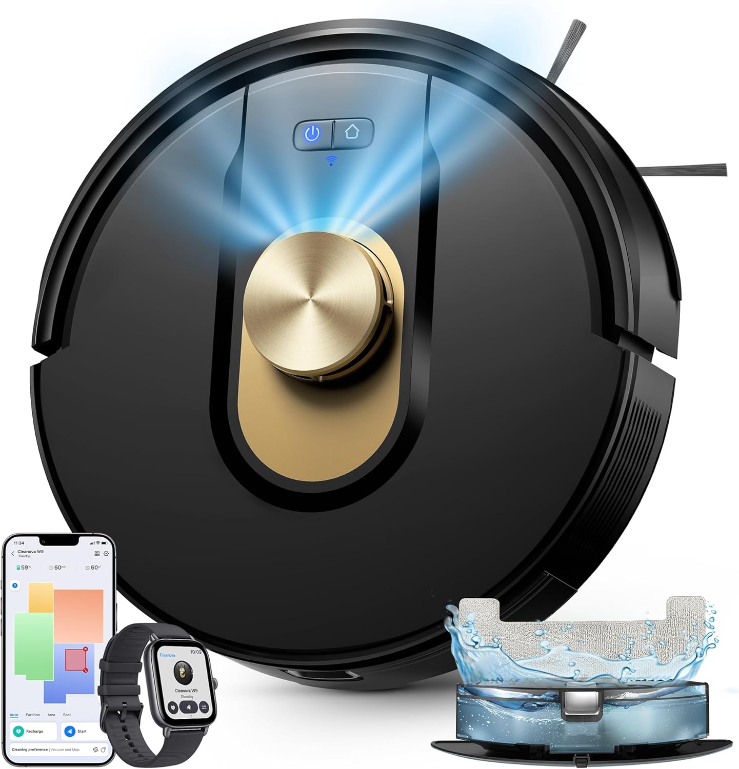 Vexilar Saugroboter mit Wischfunktion, 8000Pa & 180 Min Laufzeit Staubsauger Roboter mit LiDAR Lasernavigation & No-Go-Zonen, App/Alexa/iWatch Steuerung, Ideal für Tierhaare Teppiche (Schwarz) 1 Vexilar Saugroboter mit Wischfunktion, 8000Pa & 180 Min Laufzeit Staubsauger Roboter mit LiDAR Lasernavigation & No-Go-Zonen, App/Alexa/iWatch Steuerung, Ideal für Tierhaare Teppiche (Schwarz)