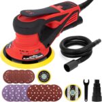 Autolock 125/150MM Exzenterschleifer mit 20 Schleifblättern,350W Bürstenloser Exzenterschleifer,6 Stufiger Drehzahlregelung bis 10.000 U/min Für Holzbearbeitung und Polieren (1pcs)