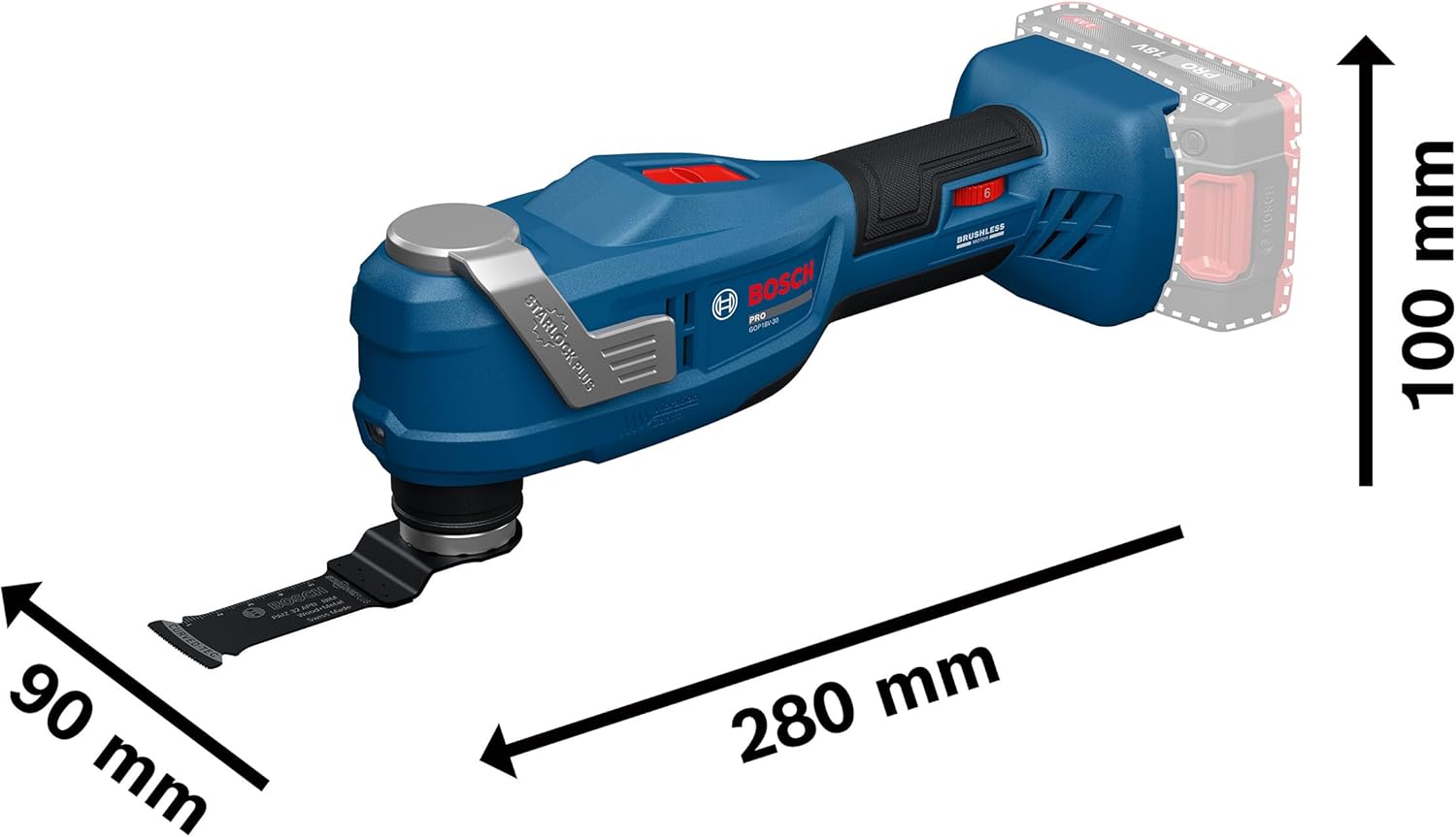 Bosch PRO 18V System Akku-Oszillationswerkzeug GOP18V-30 (inkl. Tauchsägeblatt PAIZ 32 APB, L-BOXX) 5 Bosch PRO 18V System Akku-Oszillationswerkzeug GOP18V-30 (inkl. Tauchsägeblatt PAIZ 32 APB, L-BOXX) – Bild 5