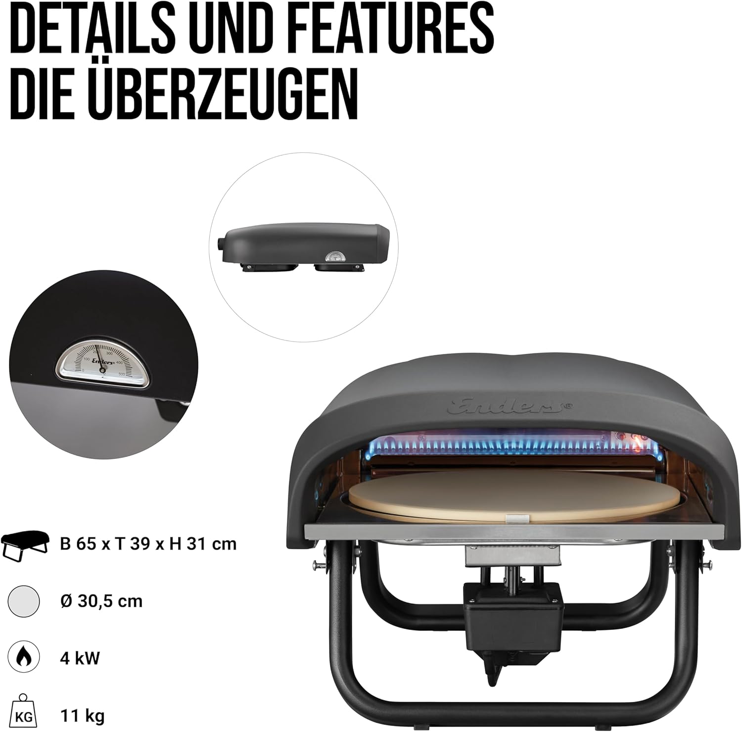Enders® Pizzaofen PACO™ Rotate, Pizzastein rund, Thermometer, Pizza, Edelstahlbrenner, 4kW, Cordierit-Pizzastein 30,5cm, rotierend, stufenlos regulierbarer Edelstahlbrenner #31316 3 Enders® Pizzaofen PACO™ Rotate, Pizzastein rund, Thermometer, Pizza, Edelstahlbrenner, 4kW, Cordierit-Pizzastein 30,5cm, rotierend, stufenlos regulierbarer Edelstahlbrenner #31316 – Bild 3
