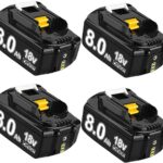 4 Stück Ersatzakku für Makita Akku 18V 8,0Ah Kompatibel mit Makita 18V Akku BL1860B BL1850B BL1830 BL1860 BL1850 BL1815 BL1845 BL1820 BL1840 194205-3 LXT-400 (4)