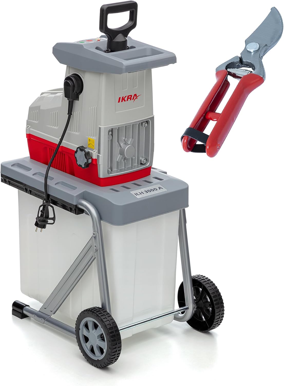 IKRA Elektro Gartenhäcksler Walzenhäcksler ILH 3000A, inkl. Gartenschere | Hochleistungsmotor, leise robust wartungsarm, starke 3000 Watt, selbstständiger Asteinzug, Rückwärtslauf, Aststärke bis 44mm 1 IKRA Elektro Gartenhäcksler Walzenhäcksler ILH 3000A, inkl. Gartenschere | Hochleistungsmotor, leise robust wartungsarm, starke 3000 Watt, selbstständiger Asteinzug, Rückwärtslauf, Aststärke bis 44mm