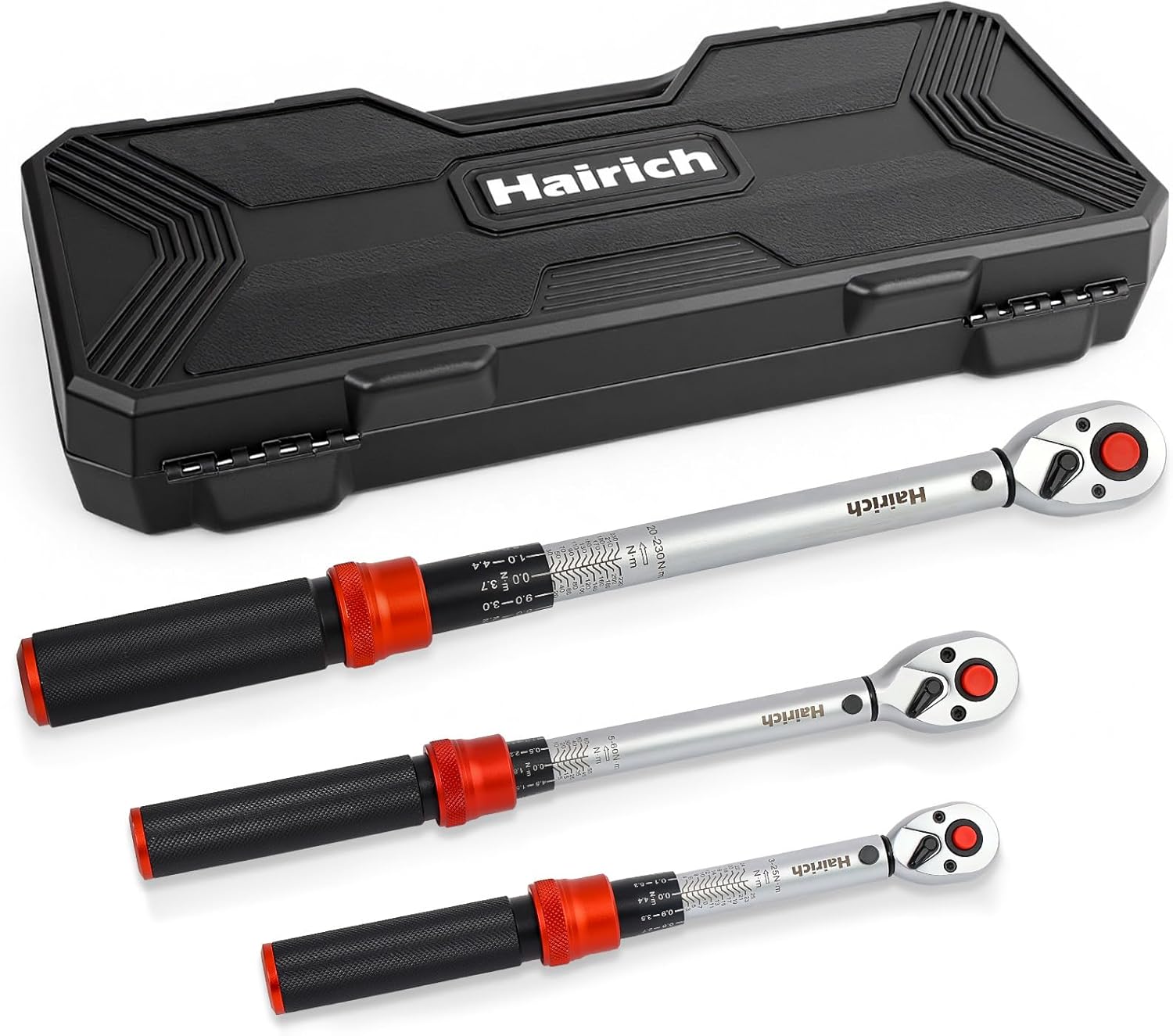 Hairich Drehmomentschlüssel Set 3‑teilig | 1/4″ + 3/8″ + 1/2″ | 3‑25 Nm, 5‑60 Nm, 20‑230 Nm | ±3% Genauigkeit | 72‑Zähne Ratschenkopf | Profi Torque Wrench für Fahrrad, Auto & Motorrad 1 Hairich Drehmomentschlüssel Set 3‑teilig | 1/4″ + 3/8″ + 1/2″ | 3‑25 Nm, 5‑60 Nm, 20‑230 Nm | ±3% Genauigkeit | 72‑Zähne Ratschenkopf | Profi Torque Wrench für Fahrrad, Auto & Motorrad