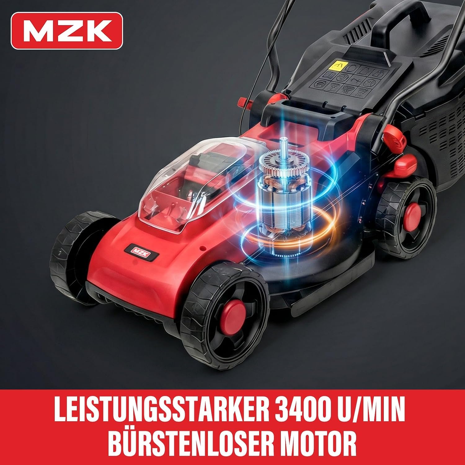 MZK Akku Rasenmäher 20V 34cm, bürstenlos, 2x4Ah Akku & Ladegerät | Leiser Akku-Rasenmäher mit Akku, 31L Fangkorb, 4 Schnitthöhen; ideal für kleine bis mittlere Rasenflächen. 3 MZK Akku Rasenmäher 20V 34cm, bürstenlos, 2x4Ah Akku & Ladegerät | Leiser Akku-Rasenmäher mit Akku, 31L Fangkorb, 4 Schnitthöhen; ideal für kleine bis mittlere Rasenflächen. – Bild 3