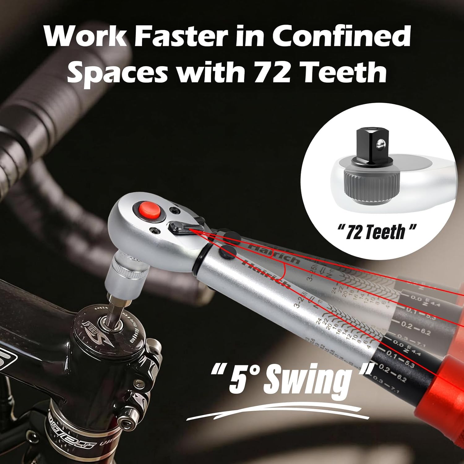 Hairich Drehmomentschlüssel Set 3‑teilig | 1/4″ + 3/8″ + 1/2″ | 3‑25 Nm, 5‑60 Nm, 20‑230 Nm | ±3% Genauigkeit | 72‑Zähne Ratschenkopf | Profi Torque Wrench für Fahrrad, Auto & Motorrad 5 Hairich Drehmomentschlüssel Set 3‑teilig | 1/4″ + 3/8″ + 1/2″ | 3‑25 Nm, 5‑60 Nm, 20‑230 Nm | ±3% Genauigkeit | 72‑Zähne Ratschenkopf | Profi Torque Wrench für Fahrrad, Auto & Motorrad – Bild 5