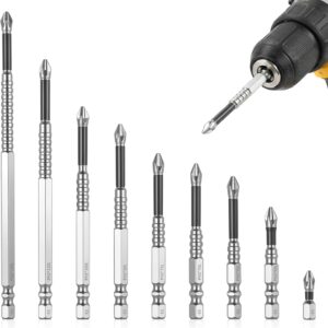 9 Stk K5 Anti-Rutsch Kreuzschlitz-Bits Magnetische Antirutsch Bitsatz, High-Magnetic Screwdriver Drill Bit Set, High-magnetic Schraubendreher Bohrer Set, K5 Bitset(25/50/65/70/75/90/100/120/150 mm)