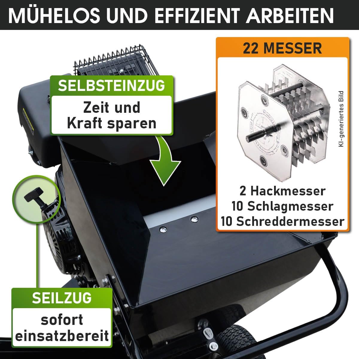 BRAST Häcksler Schredder Gartenhäcksler Benzin | 5,2kW(7PS) - 11kW(15PS) | 2 Modelle | Aststärke bis zu 102mm | 2 Messersysteme mit 22 Messer | Transportreifen & Griff 5 BRAST Häcksler Schredder Gartenhäcksler Benzin | 5,2kW(7PS) - 11kW(15PS) | 2 Modelle | Aststärke bis zu 102mm | 2 Messersysteme mit 22 Messer | Transportreifen & Griff – Bild 5