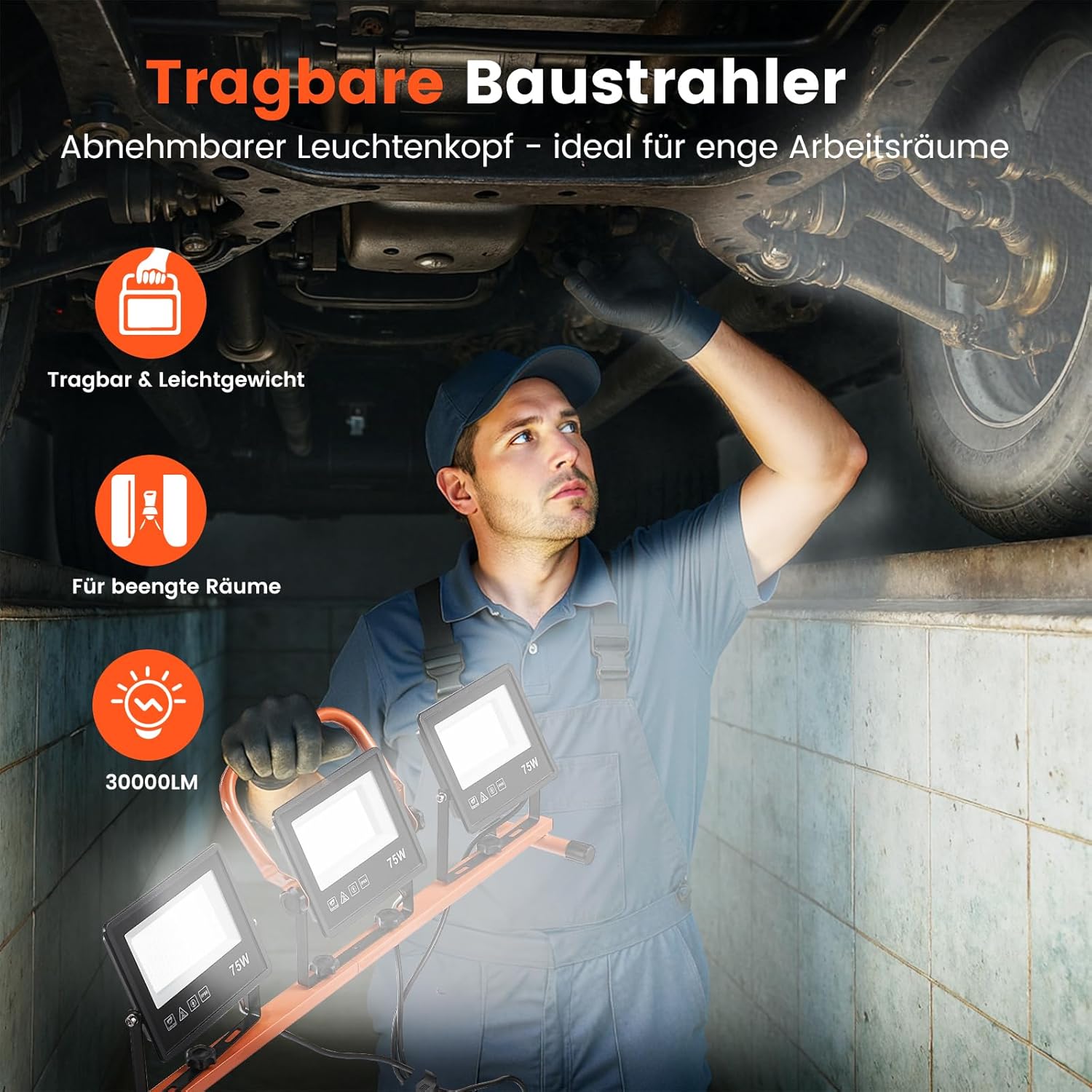 ETOOLAB Baustrahler LED mit Stativ | Baustrahler Led | 30000LM | 225W( 3x 75W) | StrahlerArbeitsscheinwerfer 5m Bauscheinwerfer | Baustellenlampe | 98-200cm außen höhenverstellbar 5 ETOOLAB Baustrahler LED mit Stativ | Baustrahler Led | 30000LM | 225W( 3x 75W) | StrahlerArbeitsscheinwerfer 5m Bauscheinwerfer | Baustellenlampe | 98-200cm außen höhenverstellbar – Bild 5