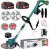 Rasentrimmer mit Akku 21V, Akku Rasentrimmer für Makita Akkus | Freischneider Akku, Rasentrimmer mit Unkrautbürste, 2 X 4.0Ah Akkus, Brushless, Tap&Go M10 x 1,25 Fadenkopf 6 71UIFv84huL. AC SL1500