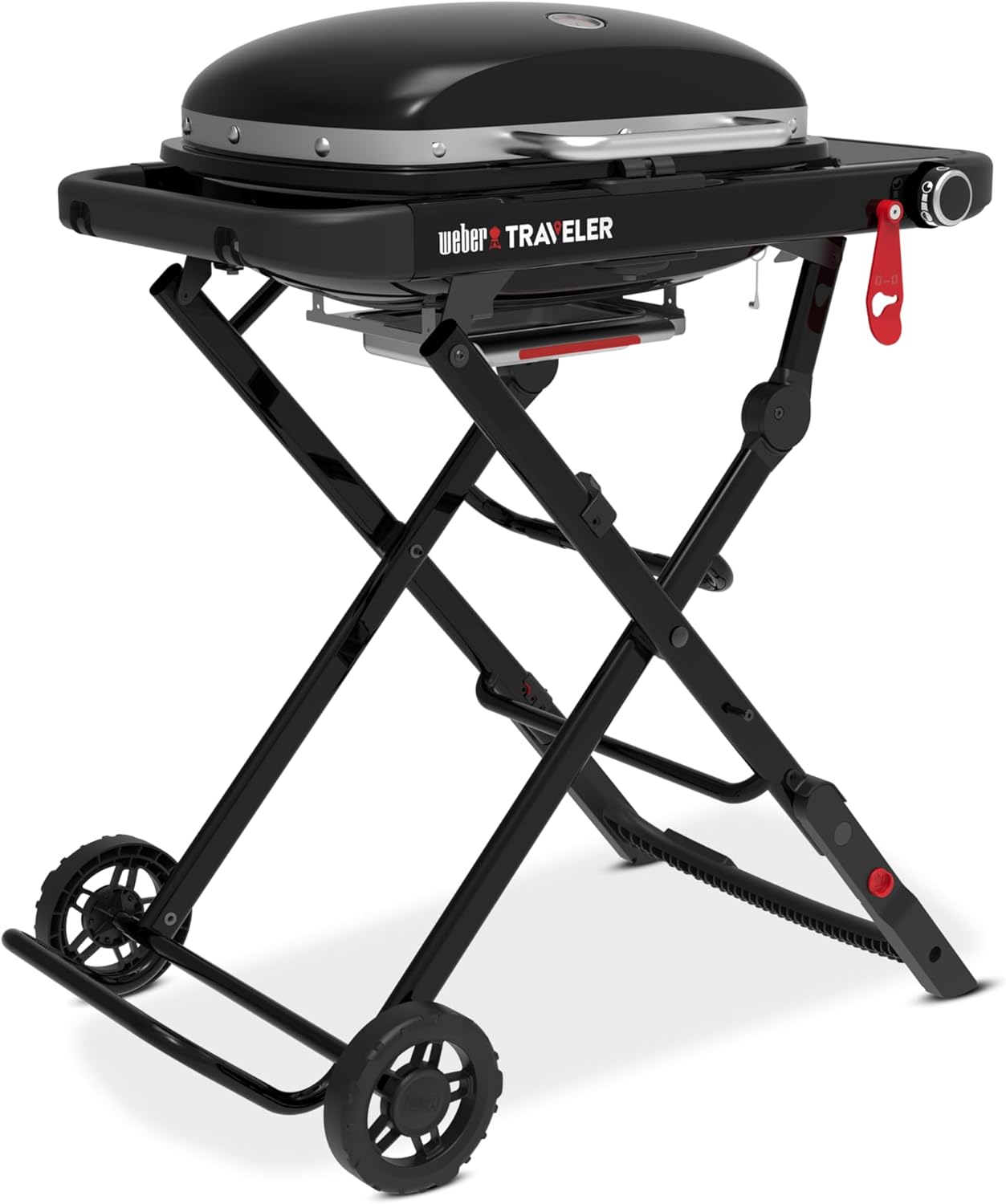 Weber Traveler Compact Gasgrill mit klappbarem Untergestell und Rädern | Tragbarer Grill, Porzellanemaillierte Gusseisen-Grillroste, Deckelthermometer, 3,81 kW Brenner, 2065 cm² Grillfläche, Schwarz 2 Weber Traveler Compact Gasgrill mit klappbarem Untergestell und Rädern | Tragbarer Grill, Porzellanemaillierte Gusseisen-Grillroste, Deckelthermometer, 3,81 kW Brenner, 2065 cm² Grillfläche, Schwarz – Bild 2