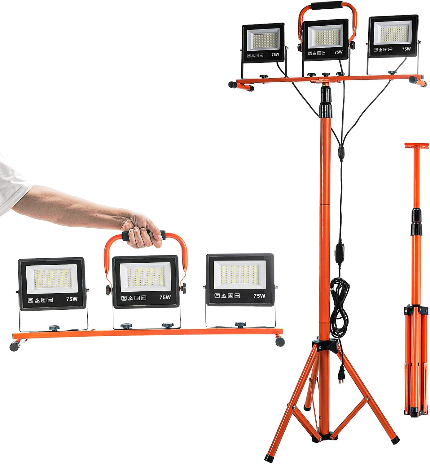 ETOOLAB Baustrahler LED mit Stativ | Baustrahler Led | 30000LM | 225W( 3x 75W) | StrahlerArbeitsscheinwerfer 5m Bauscheinwerfer | Baustellenlampe | 98-200cm außen höhenverstellbar 1 ETOOLAB Baustrahler LED mit Stativ | Baustrahler Led | 30000LM | 225W( 3x 75W) | StrahlerArbeitsscheinwerfer 5m Bauscheinwerfer | Baustellenlampe | 98-200cm außen höhenverstellbar