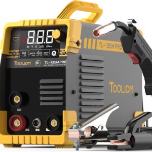 TOOLIOM 135A Gasloses Flux-Core-MIG-Schweißgerät 230V MIG-Schweißgerät, Schweißgerät mit Fülldraht/Lift-TIG/MMA E-Hand 3-in-1-Schweißgerät IGBT-DC-Inverter mit LCD-Display