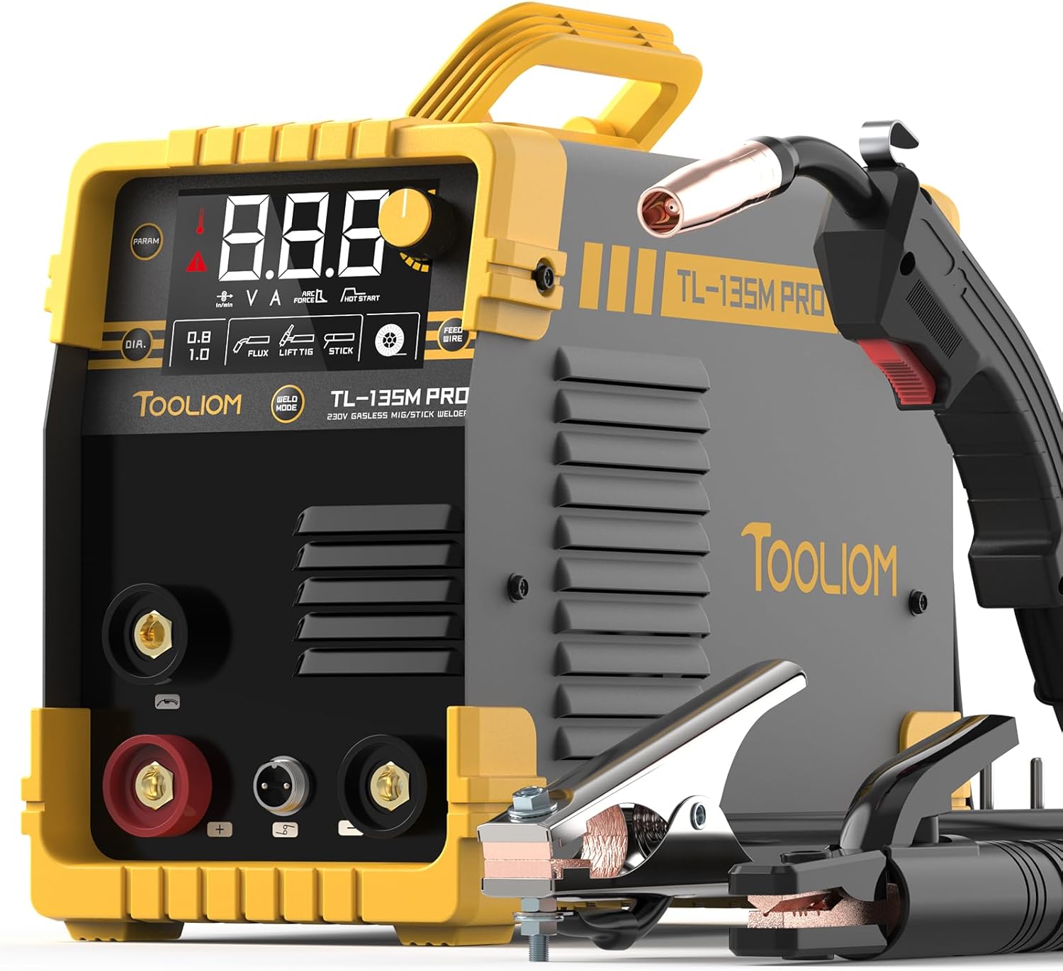 TOOLIOM 135A Gasloses Flux-Core-MIG-Schweißgerät 230V MIG-Schweißgerät, Schweißgerät mit Fülldraht/Lift-TIG/MMA E-Hand 3-in-1-Schweißgerät IGBT-DC-Inverter mit LCD-Display 1 TOOLIOM 135A Gasloses Flux-Core-MIG-Schweißgerät 230V MIG-Schweißgerät, Schweißgerät mit Fülldraht/Lift-TIG/MMA E-Hand 3-in-1-Schweißgerät IGBT-DC-Inverter mit LCD-Display