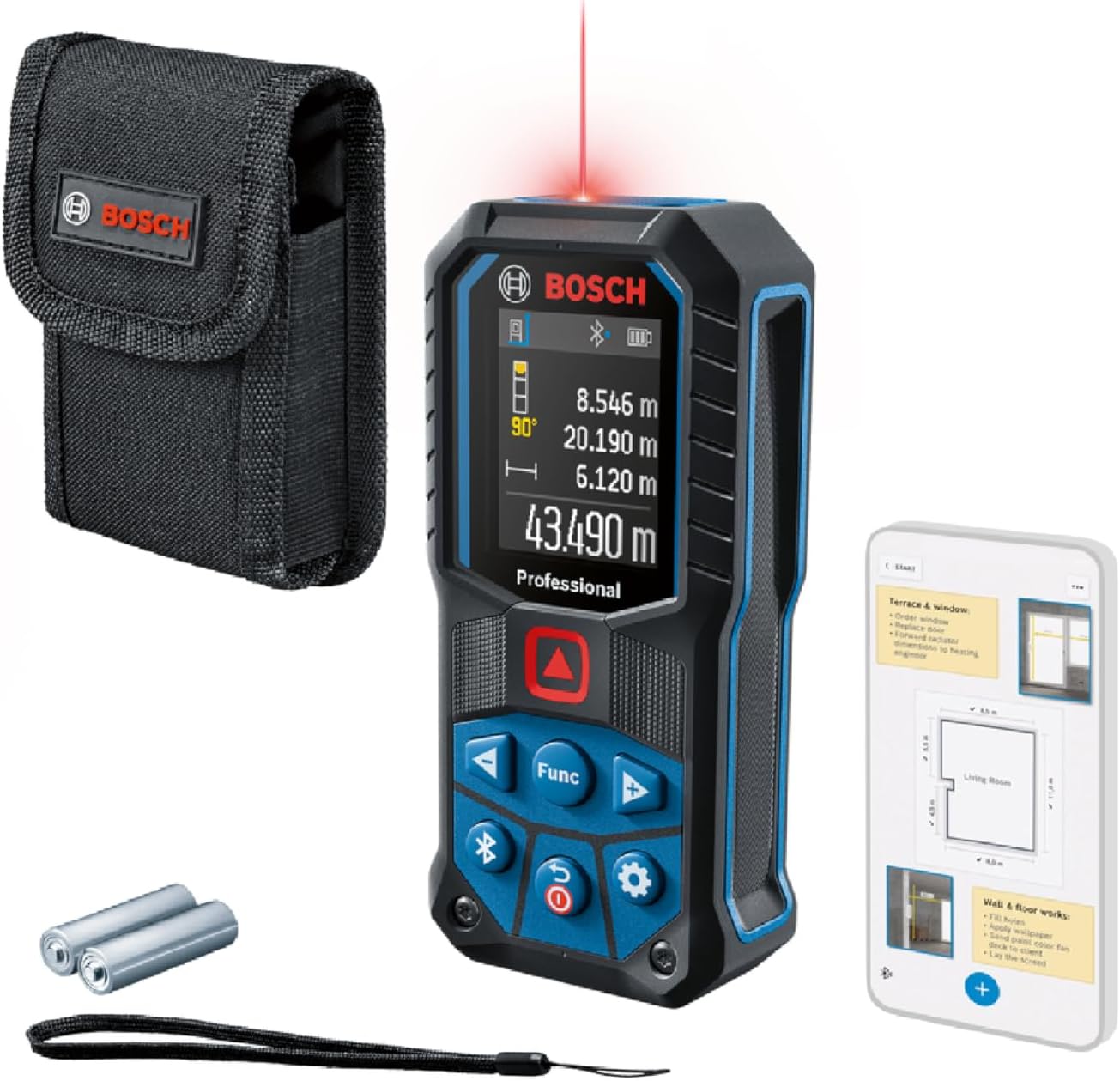 Bosch Professional Laser-Entfernungsmesser GLM 50-27 C (Reichweite: bis 50 m, robust, IP65, Bluetooth-Datenübertragung, 2 AA-Batterien, Schlaufe, Tasche) 1 Bosch Professional Laser-Entfernungsmesser GLM 50-27 C (Reichweite: bis 50 m, robust, IP65, Bluetooth-Datenübertragung, 2 AA-Batterien, Schlaufe, Tasche)