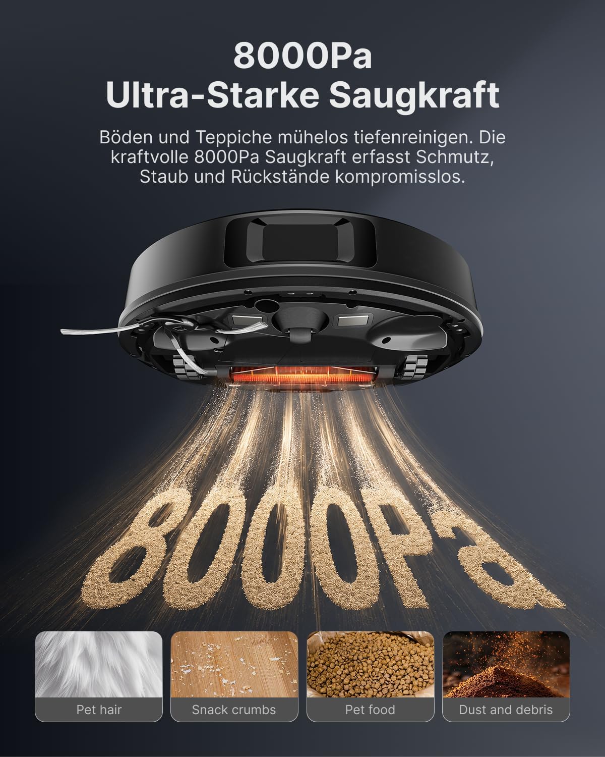 VONKO S6 Pro Saugroboter mit Wischfunktion und Absaugstation, 8000Pa Saugkraft,LiDAR 2.0 Laser Navigation,180 Min.Laufzeit,Teppicherkennung,App/Alexa,Ideal für Tierhaare, Hartböden,Schwarz 2 VONKO S6 Pro Saugroboter mit Wischfunktion und Absaugstation, 8000Pa Saugkraft,LiDAR 2.0 Laser Navigation,180 Min.Laufzeit,Teppicherkennung,App/Alexa,Ideal für Tierhaare, Hartböden,Schwarz – Bild 2