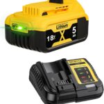 1 Stück 5000mAh Ersatzakku für Dewalt Akku 18V + 4A DCB115 Ersatz für Dewalt Ladegerät XR DCB182 DCB184 DCB200 DCB184 DCB101 DCB107 DCB112 DCB105 DCB115 DCB203 mit LED-Anzeige