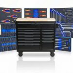 TRUTZHOLM Werkstattwagen Star XL 12 Schubladen komplett gefüllt mit Werkzeug 361 TLG. Hartholz-Arbeitsplatte Profi Werkzeugwagen schwarz/grau 103 x 112 cm mit Feststellbremsen, abschließbar