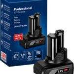 12V 6,0Ah Akku kompatibel mit Bosch Professional 12V System – Li-Ion Ersatzakku mit LED-Ladezustandsanzeige – Hochleistungsakku für kompatible GBA 12V Elektrowerkzeuge