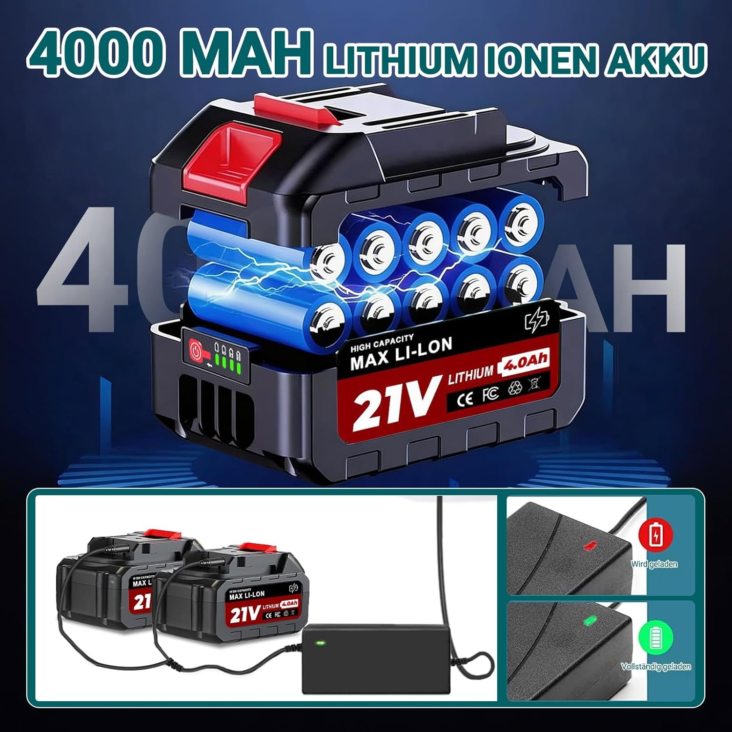 Rasentrimmer mit Akku 21V, Akku Rasentrimmer für Makita Akkus | Freischneider Akku, Rasentrimmer mit Unkrautbürste, 2 X 4.0Ah Akkus, Brushless, Tap&Go M10 x 1,25 Fadenkopf 5 Rasentrimmer mit Akku 21V, Akku Rasentrimmer für Makita Akkus | Freischneider Akku, Rasentrimmer mit Unkrautbürste, 2 X 4.0Ah Akkus, Brushless, Tap&Go M10 x 1,25 Fadenkopf – Bild 5