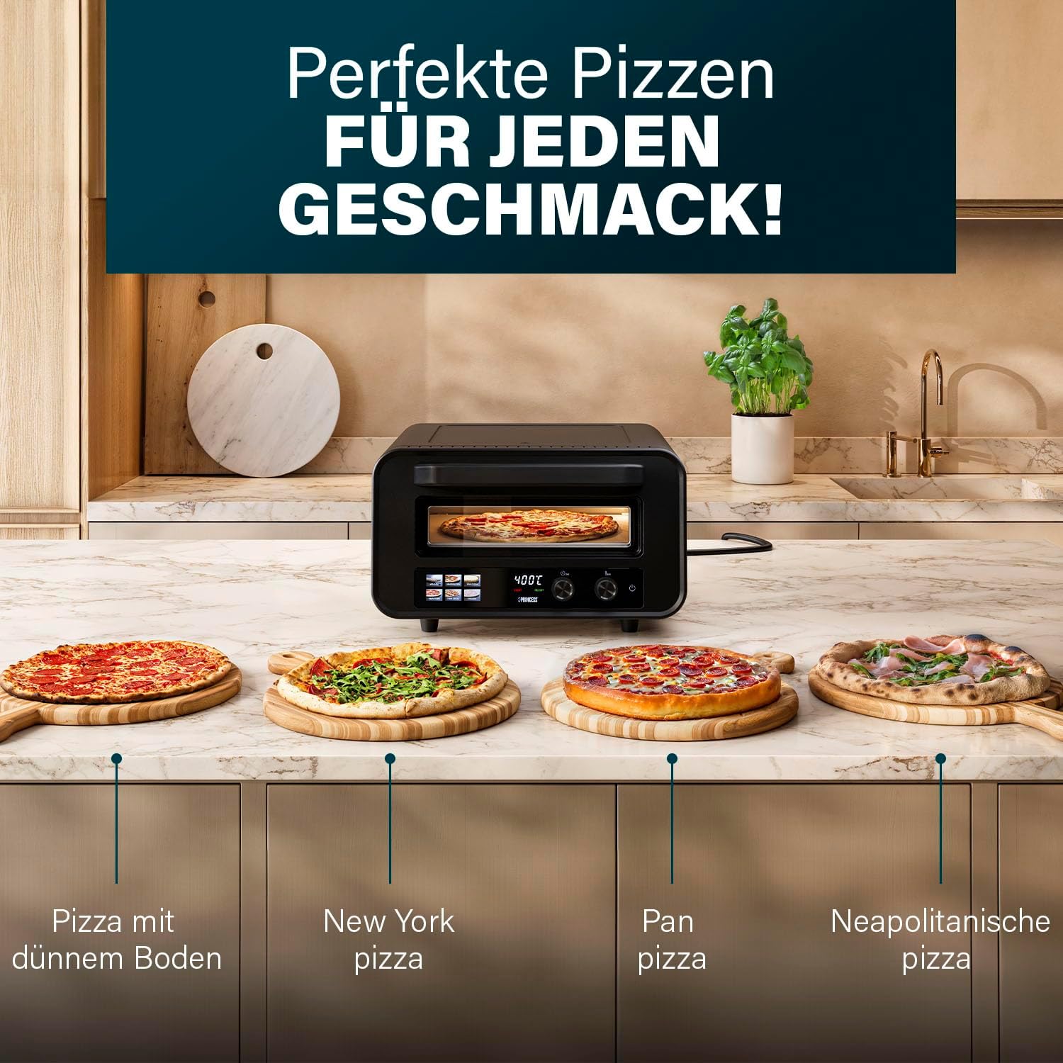 Princess Pizzaofen Pro Max, 15L, 400°C, Digitales Bedienfeld, 2100W, Pizzastein & Schaufel, Ober-/Unterhitze, Timer, Kühle Tür, Kompakt & Tragbar, Für Innen-/Außenbereich, 112780 3 Princess Pizzaofen Pro Max, 15L, 400°C, Digitales Bedienfeld, 2100W, Pizzastein & Schaufel, Ober-/Unterhitze, Timer, Kühle Tür, Kompakt & Tragbar, Für Innen-/Außenbereich, 112780 – Bild 3