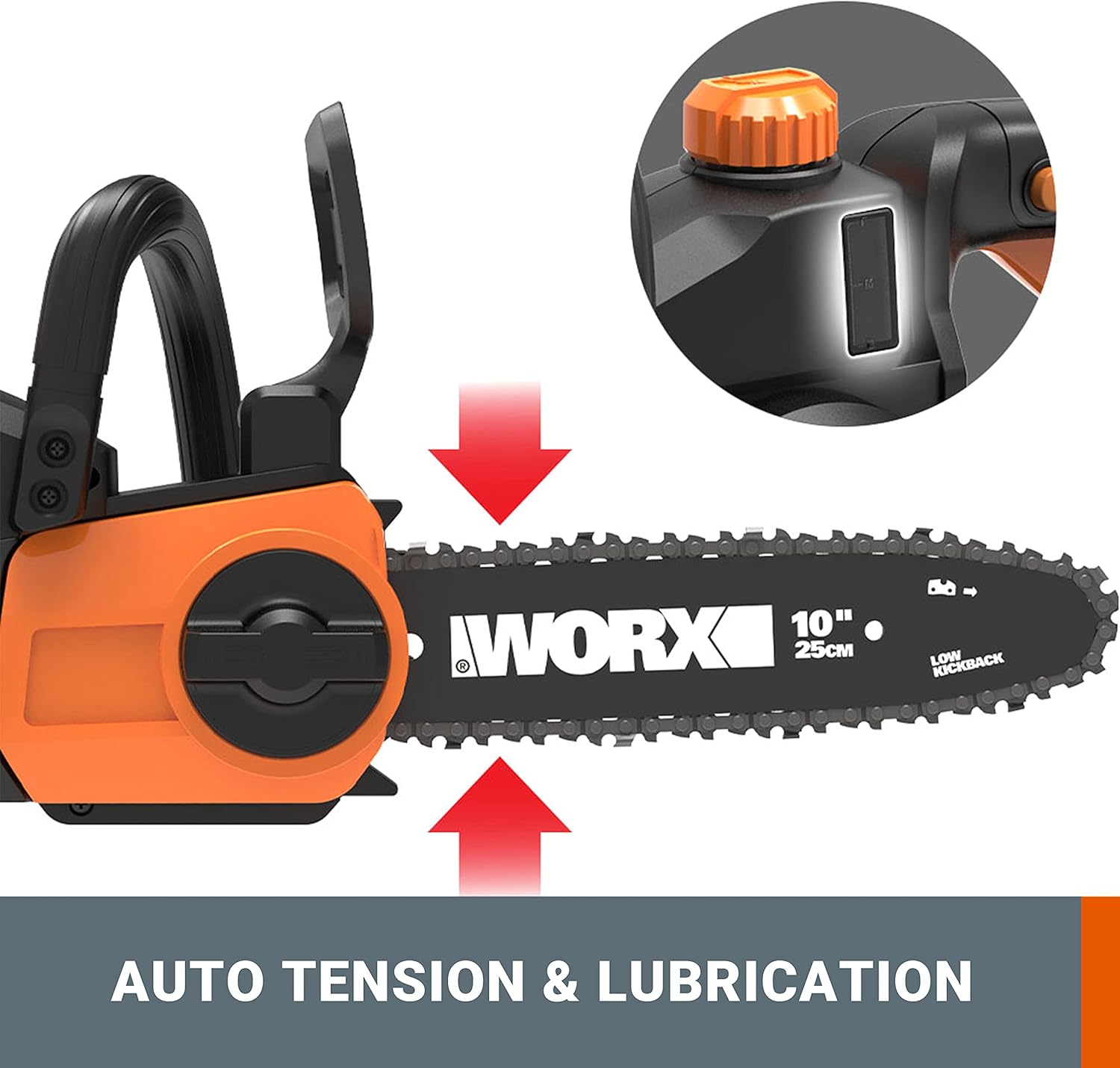 WORX WG322E.1 Akku Kettensäge 20V, inkl. 2Ah Akku & Schnellladegerät 3 WORX WG322E.1 Akku Kettensäge 20V, inkl. 2Ah Akku & Schnellladegerät – Bild 3