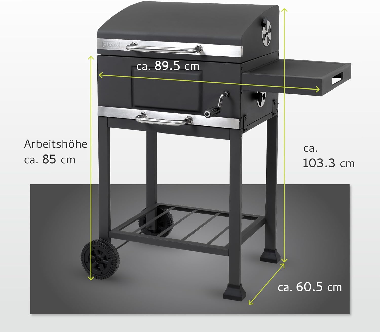 tepro Holzkohlegrill (Grillwagen) Toronto Basic, Grillfläche: ca. 52 x 36 cm, BBQ mit Deckel, Maße ca. 89,5 x 60,5 x 103,3 cm 2 tepro Holzkohlegrill (Grillwagen) Toronto Basic, Grillfläche: ca. 52 x 36 cm, BBQ mit Deckel, Maße ca. 89,5 x 60,5 x 103,3 cm – Bild 2