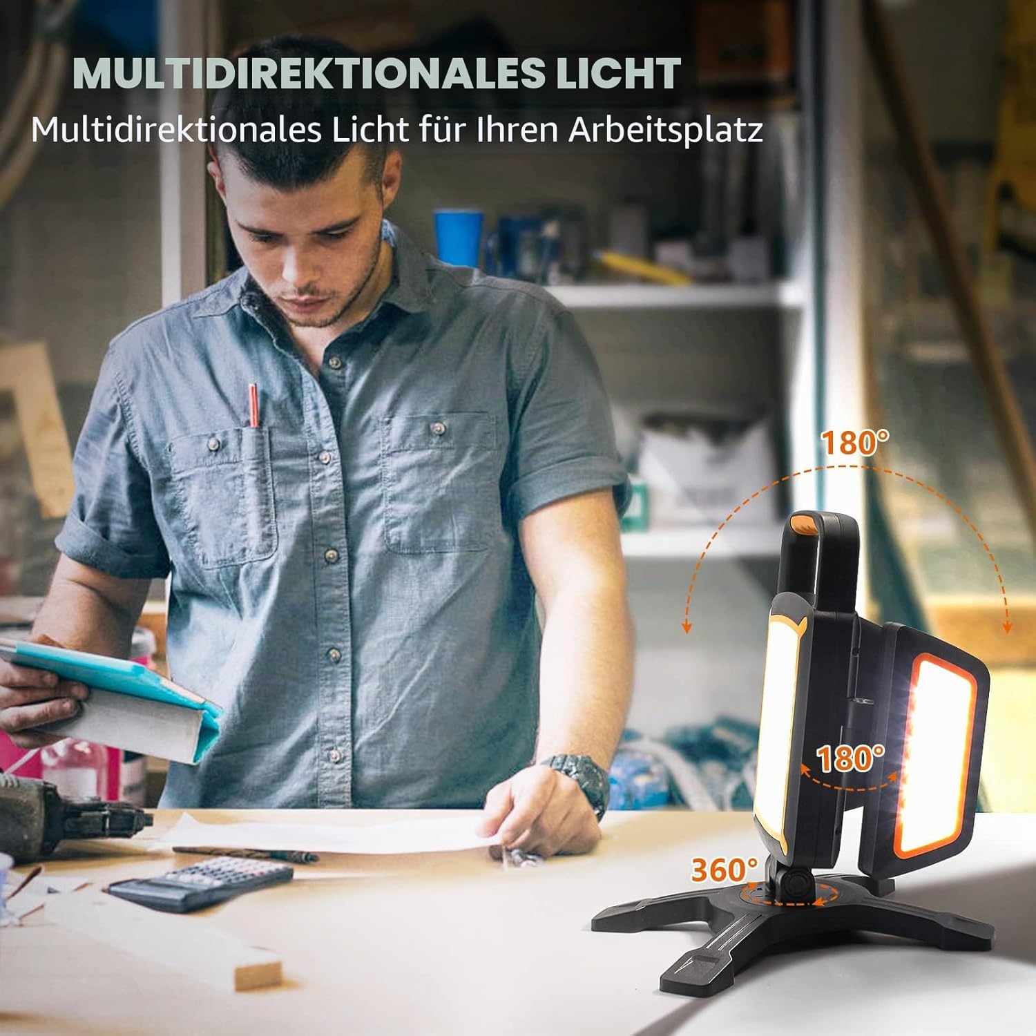 SYLSTAR LED Strahler Akku 30W, 3000LM Super Hell Baustrahler mit Magnet, 5 Lichtmodi und Powerbank, Drehbare Tragbare Wasserdichte Wiederaufladbare Arbeitsleuchte für Garage, Werkstatt 2 SYLSTAR LED Strahler Akku 30W, 3000LM Super Hell Baustrahler mit Magnet, 5 Lichtmodi und Powerbank, Drehbare Tragbare Wasserdichte Wiederaufladbare Arbeitsleuchte für Garage, Werkstatt – Bild 2