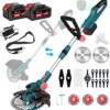 Akku Rasentrimmer mit Akku und Ladegerät, 21V Rasentrimmer für Makita Akku, Freischneider Akku - Inkl. 2 X 4.0Ah Batterie, Rasentrimmer mit Unkrautbürste, 90° Schwenkbarer Kopf, für Garten (Blau) 7 71oqAzT7BL. AC SL1500