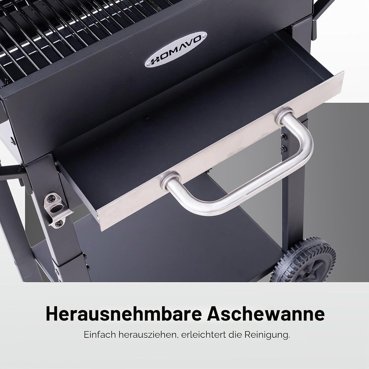 Holzkohlegrill mit Deckel und Abdeckhaube, 2-in-1 Stand- & Tischgrill, Kompakter Balkon Grillwagen, Thermometer, Warmhalterost, Wettergeschützt und Mobil 4 Holzkohlegrill mit Deckel und Abdeckhaube, 2-in-1 Stand- & Tischgrill, Kompakter Balkon Grillwagen, Thermometer, Warmhalterost, Wettergeschützt und Mobil – Bild 4