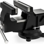 Profi Schraubstock 125mm aus Kugelgraphit-Gusseisen (Unzerbrechlich) | 360° Drehbar mit Amboss | Hohe Spannkraft & Inkl. Befestigungsschrauben | Robuster Werkstatt Parallelschraubstock