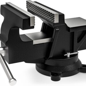 Profi Schraubstock 125mm aus Kugelgraphit-Gusseisen (Unzerbrechlich) | 360° Drehbar mit Amboss | Hohe Spannkraft & Inkl. Befestigungsschrauben | Robuster Werkstatt Parallelschraubstock