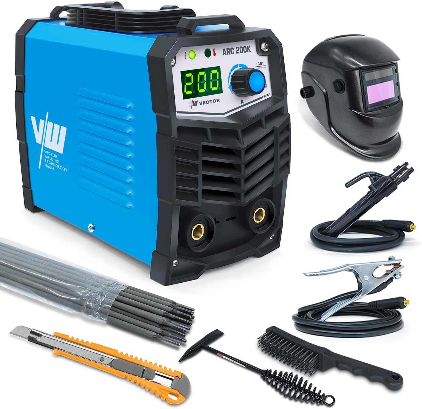 VECTOR WELDING 200A MMA Inverter Schweißgerät Set, IGBT Kompakt | ARC Einsteigergerät Schweißgerät für Stahl, Edelstahl & Gusseisen, Überhitzungsschutz, Anti-Haft für Heimwerker & Werkstatt 1 VECTOR WELDING 200A MMA Inverter Schweißgerät Set, IGBT Kompakt | ARC Einsteigergerät Schweißgerät für Stahl, Edelstahl & Gusseisen, Überhitzungsschutz, Anti-Haft für Heimwerker & Werkstatt