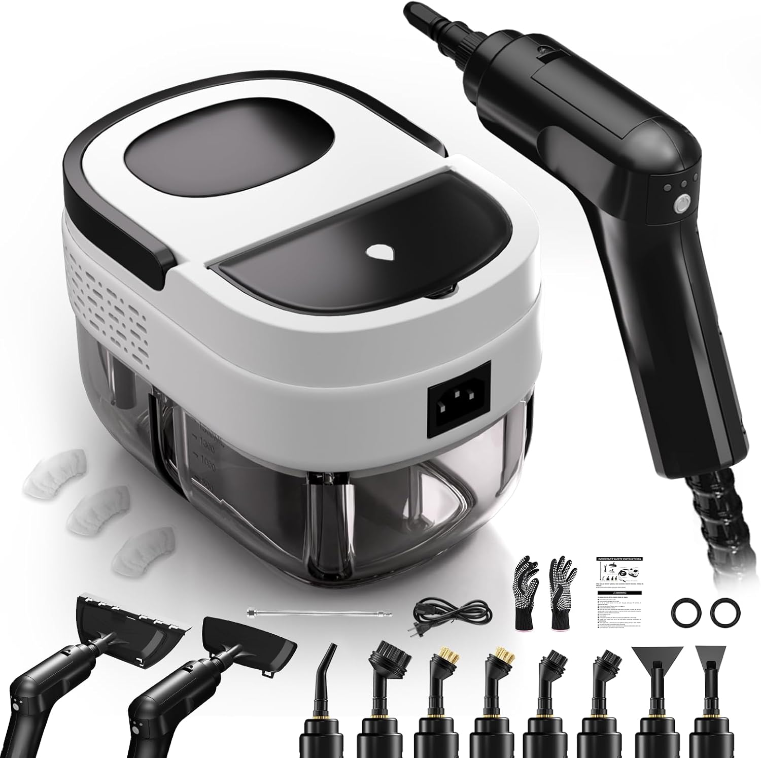 Dampfreiniger Handgerät, 3-stufiger verstellbarer Griff, 1,6L Wassertank | 15s Aufheizzeit, 15 Zubehörteilen, Hochdruck Dampfreiniger für Alles, Steam Cleaner für Küche, Bad, Polster, Auto, Fenster 1 Dampfreiniger Handgerät, 3-stufiger verstellbarer Griff, 1,6L Wassertank | 15s Aufheizzeit, 15 Zubehörteilen, Hochdruck Dampfreiniger für Alles, Steam Cleaner für Küche, Bad, Polster, Auto, Fenster