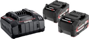 metabo Basis-Set, 2 x Li-Power Akku 5,2 Ah & Ladegerät ASC 145, 18V CAS | Akkuset für Akku-Werkzeuge, 18 V Schiebesitz-Akkupacks, Li-Ion, Schnellladegerät mit Air Cooled Technologie, 685051000