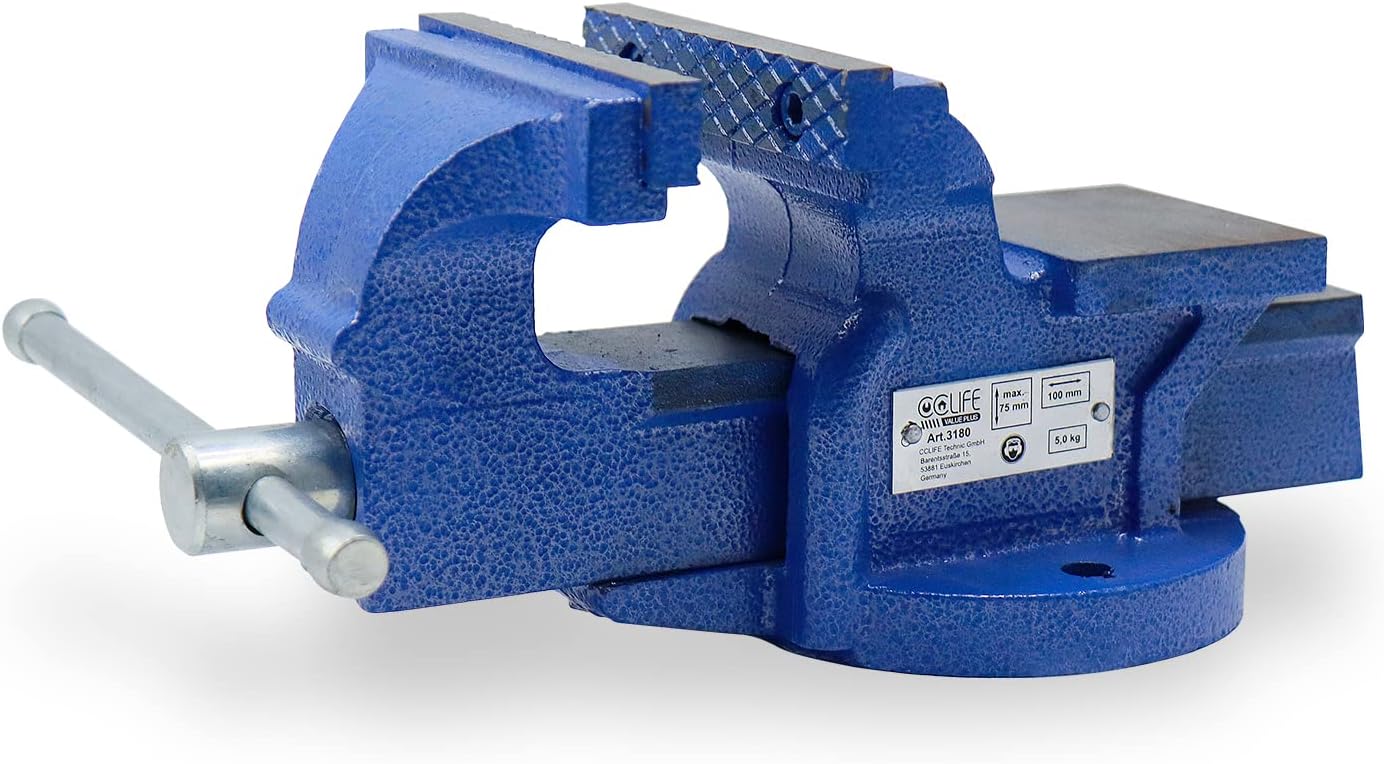 CCLIFE Feststehend Schraubstock Gusseisen 100/125/150 mm für Werkbank Werkbankschraubstock Parallelschraubstock, Modell:100mm | Parallelschraubstock, Metallbearbeitung, Holzbearbeitung, Werkstatt,Klemmkraft,sicherer Halt,stabil,präzise,langlebig 1 CCLIFE Feststehend Schraubstock Gusseisen 100/125/150 mm für Werkbank Werkbankschraubstock Parallelschraubstock, Modell:100mm | Parallelschraubstock, Metallbearbeitung, Holzbearbeitung, Werkstatt,Klemmkraft,sicherer Halt,stabil,präzise,langlebig