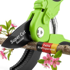 halmland® Profi-Gartenschere | Kraftsparende Astschere mit Amboss – perfekt für harte Äste | vielseitige Rosenschere und praktische Pflanzenschere | Baumschere für Garten, Sträucher und Obstbäume