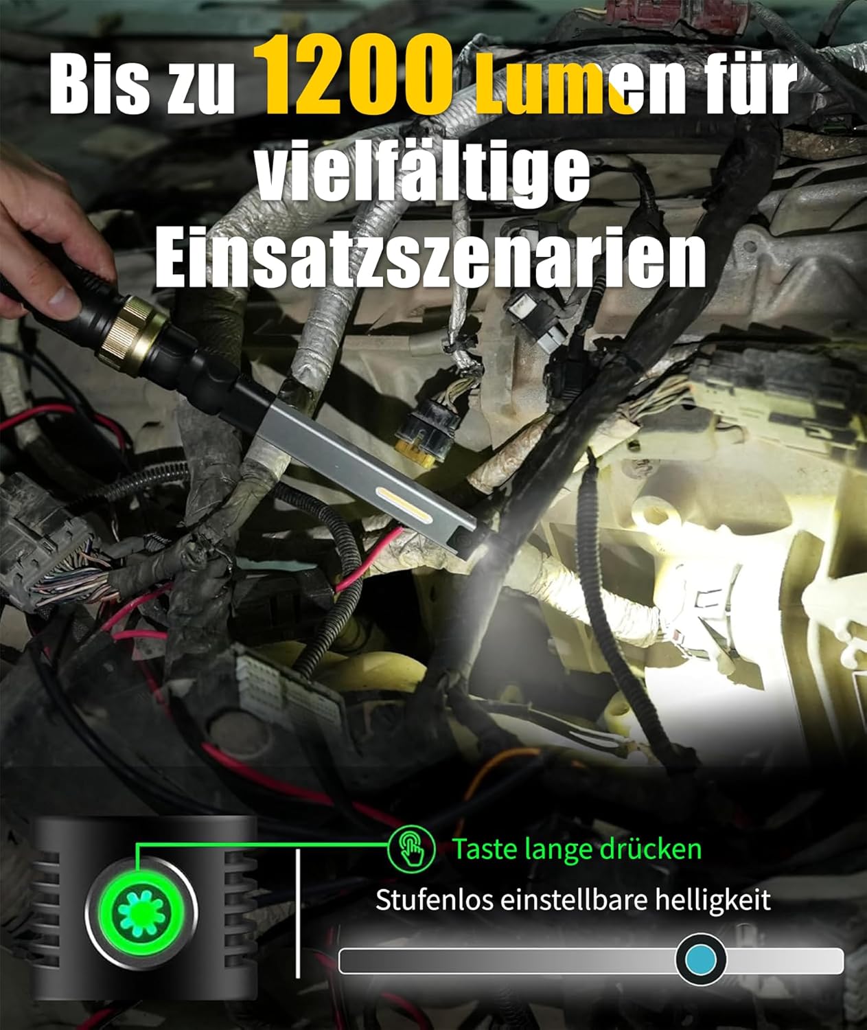 HOTLIGH Werkstattlampe – 5000 mAh Arbeitsleuchte LED Akku mit um 360° drehbarem, faltbarem Design, 1200 Lumen LED Werkstattlampe, 3 Leuchtmodi Inspektionslampe für Autoreparaturen/Notfälle, 1PC 5 HOTLIGH Werkstattlampe – 5000 mAh Arbeitsleuchte LED Akku mit um 360° drehbarem, faltbarem Design, 1200 Lumen LED Werkstattlampe, 3 Leuchtmodi Inspektionslampe für Autoreparaturen/Notfälle, 1PC – Bild 5