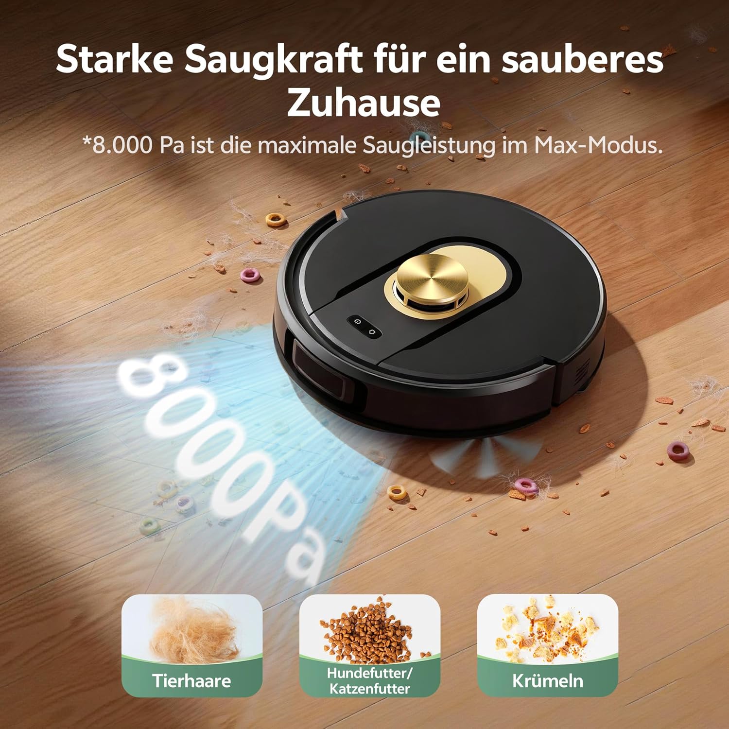Vexilar Saugroboter mit Wischfunktion, 8000Pa & 180 Min Laufzeit Staubsauger Roboter mit LiDAR Lasernavigation & No-Go-Zonen, App/Alexa/iWatch Steuerung, Ideal für Tierhaare Teppiche (Schwarz) 2 Vexilar Saugroboter mit Wischfunktion, 8000Pa & 180 Min Laufzeit Staubsauger Roboter mit LiDAR Lasernavigation & No-Go-Zonen, App/Alexa/iWatch Steuerung, Ideal für Tierhaare Teppiche (Schwarz) – Bild 2