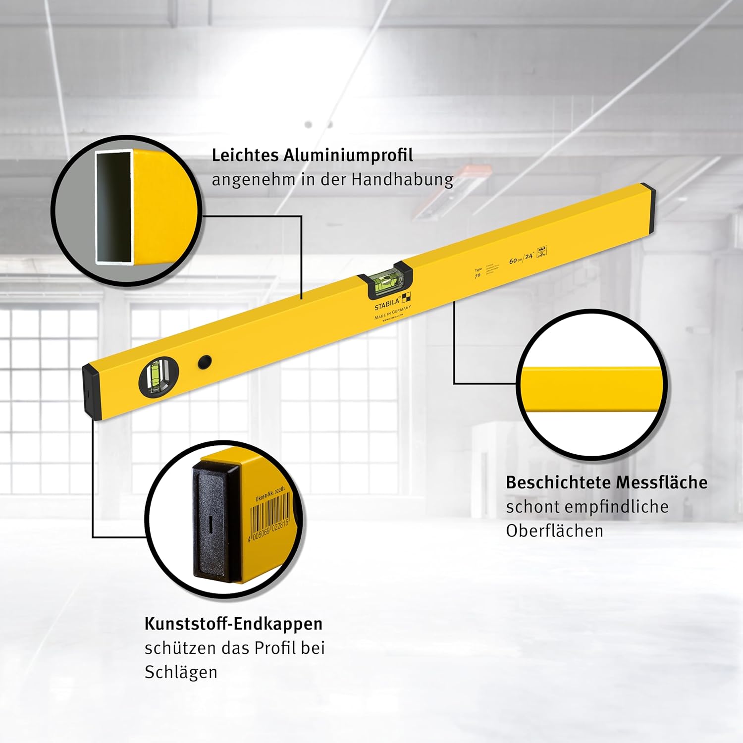 STABILA Wasserwaage im Set - PRIME SET 70-3-teiliges Wasserwaagen Set: 100 cm / 60 cm / 30 cm, Horizontal & Vertikal Libelle, Kunststoff-Endkappen, Made in Germany 4 STABILA Wasserwaage im Set - PRIME SET 70-3-teiliges Wasserwaagen Set: 100 cm / 60 cm / 30 cm, Horizontal & Vertikal Libelle, Kunststoff-Endkappen, Made in Germany – Bild 4