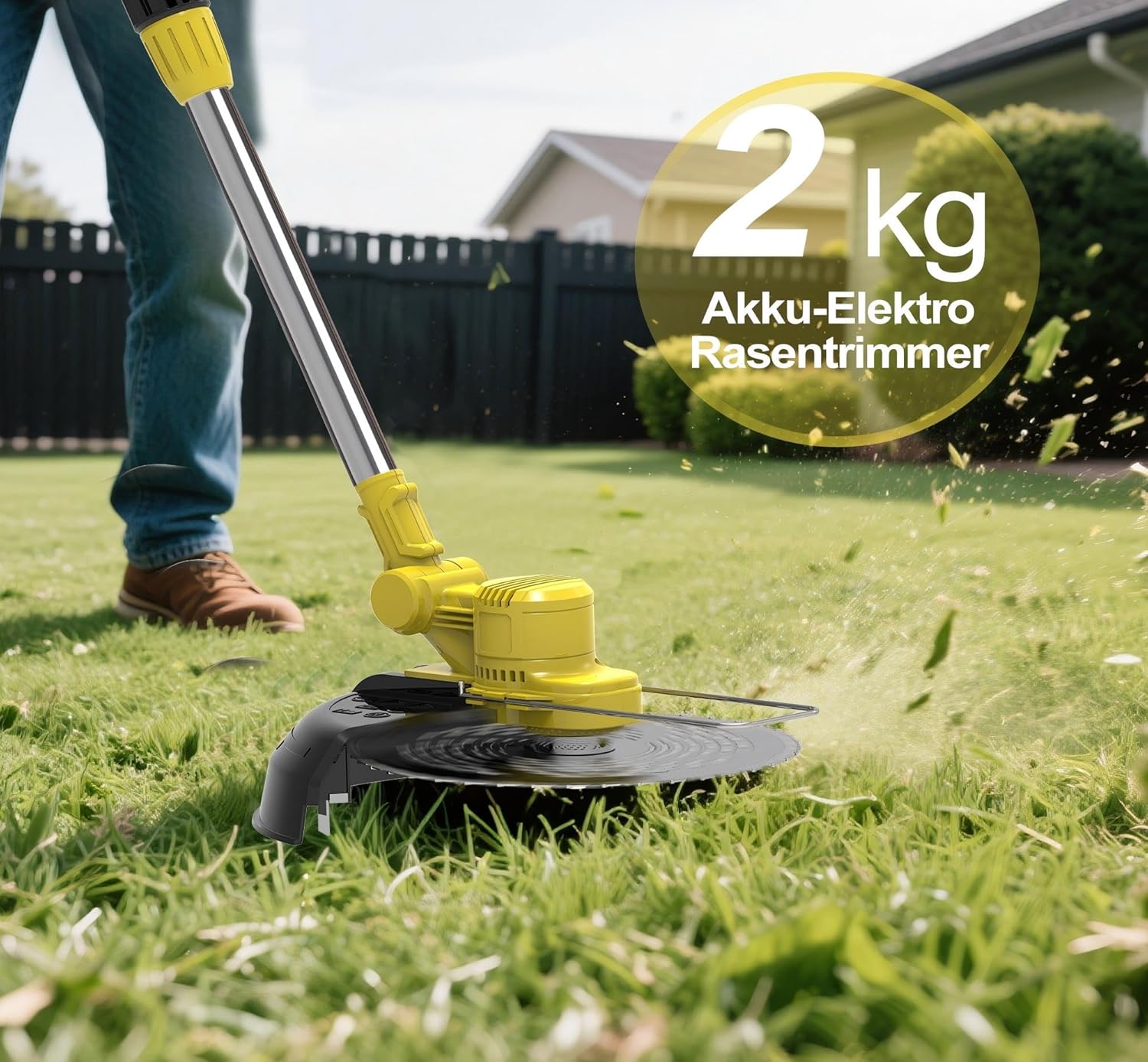 TerraKraft 21V Rasentrimmer mit Akku, 750w Akkus Rasentrimmer, Freischneider Akkus, Die Teleskophöhe 100cm - 145cm Motorsense Akkus, 90° Trimmwinkel(Inkl2 x 4,0Ah Akku) (Gelb) 5 TerraKraft 21V Rasentrimmer mit Akku, 750w Akkus Rasentrimmer, Freischneider Akkus, Die Teleskophöhe 100cm - 145cm Motorsense Akkus, 90° Trimmwinkel(Inkl2 x 4,0Ah Akku) (Gelb) – Bild 5