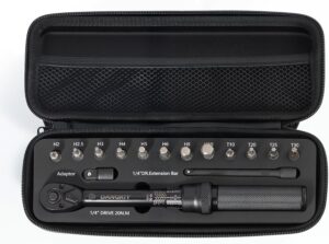Drehmomentschlüssel Fahrrad 1/4 Zoll, 15-teiliges Set mit Innensechskant Hex und Torx Bits, 2-20 Nm Messbereich, inklusive Verlängerungsstange, Torque Wrench für Bicycle