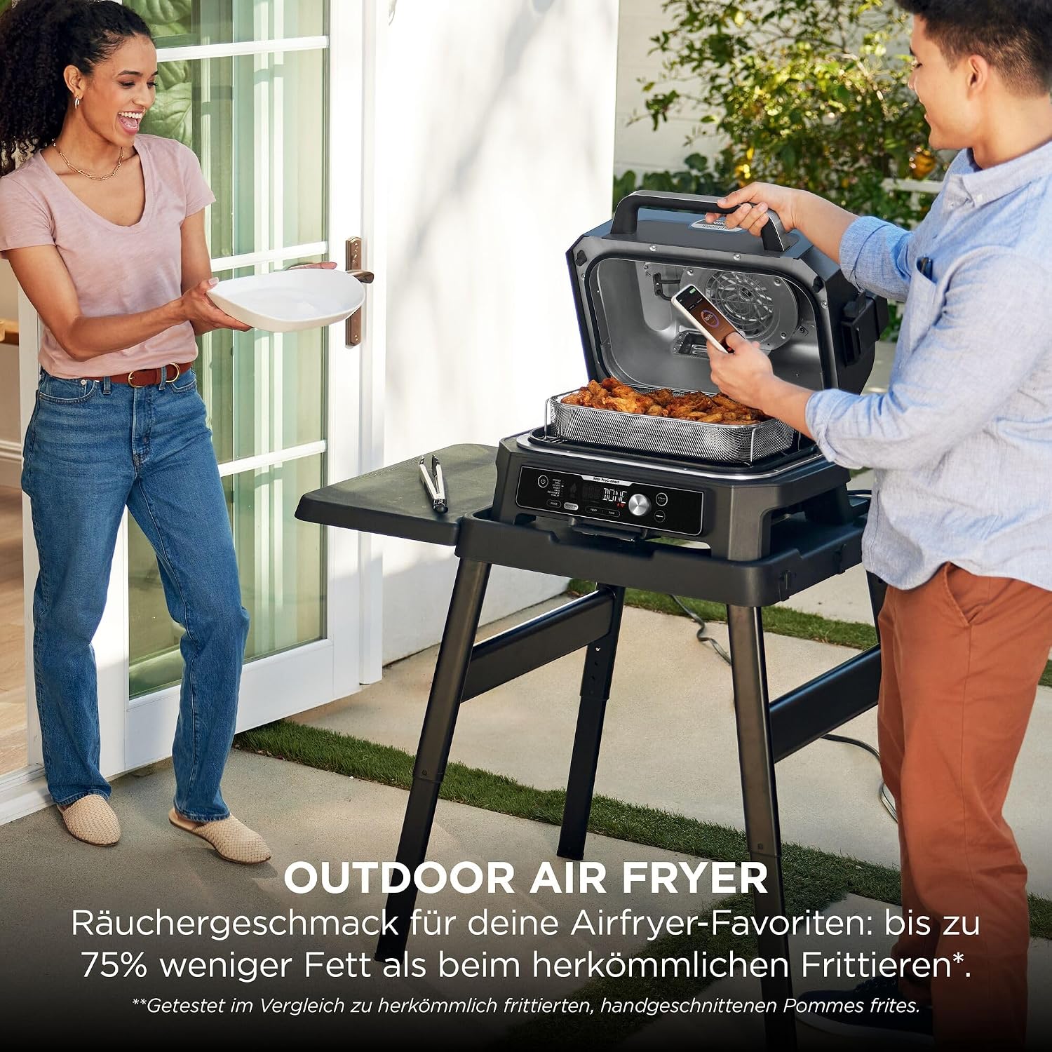 Ninja Woodfire Pro Connect XL Elektrischer BBQ Smoker Grill, App-Steuerung, digitaler Temperaturfühler, Rippenrost, Deckel, großer 7-in-1 Outdoor Grill & Heißluftfritteuse, blau & schwarz OG901EUAMZ 4 Ninja Woodfire Pro Connect XL Elektrischer BBQ Smoker Grill, App-Steuerung, digitaler Temperaturfühler, Rippenrost, Deckel, großer 7-in-1 Outdoor Grill & Heißluftfritteuse, blau & schwarz OG901EUAMZ – Bild 4