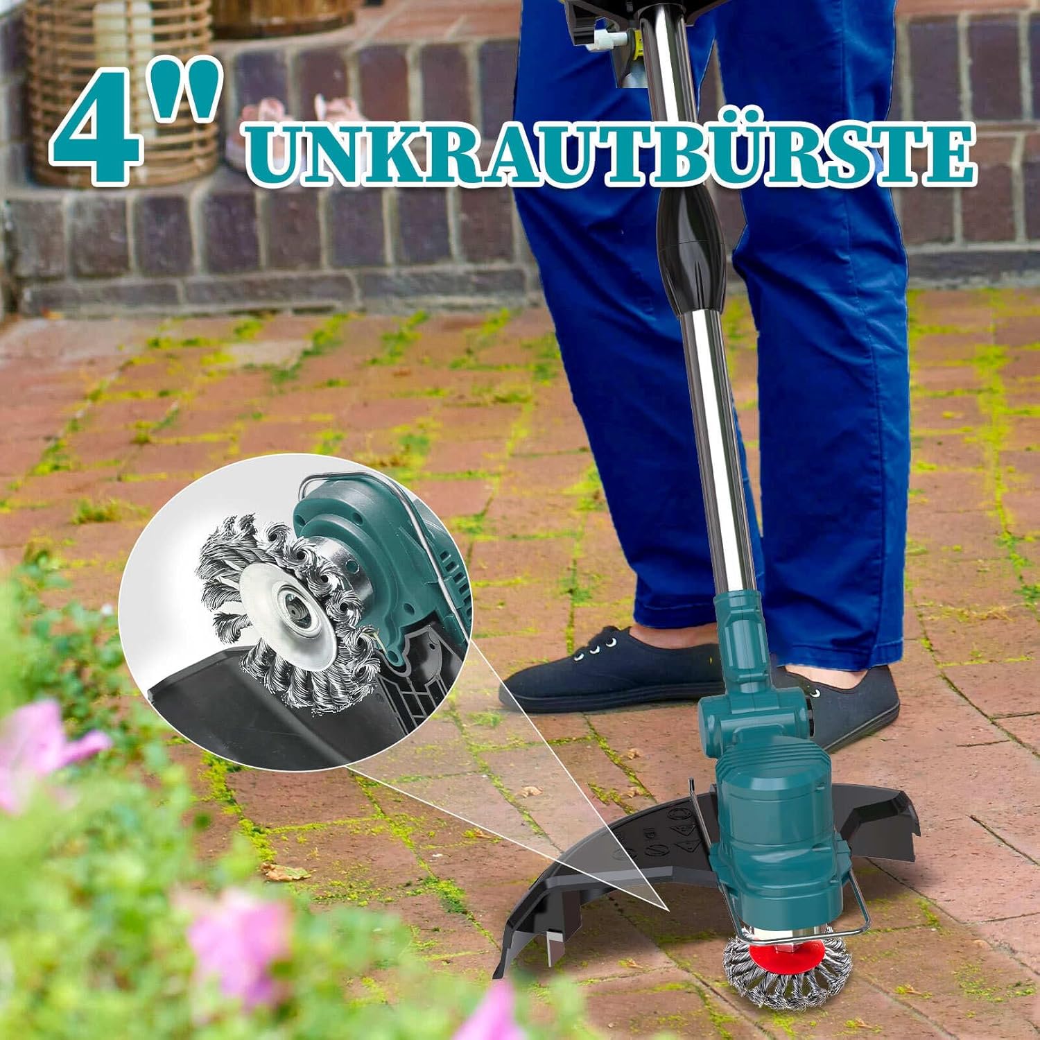 Akku Rasentrimmer für Makita Akku, Freischneider & Motorsense | Rasentrimmer mit Unkrautbürste 2 X 4.0Ah Akkus, 4 Messertypen, Brushless Motor, Tap&Go M10*1, 25 Kopf, für Rasen & Garden 3 Akku Rasentrimmer für Makita Akku, Freischneider & Motorsense | Rasentrimmer mit Unkrautbürste 2 X 4.0Ah Akkus, 4 Messertypen, Brushless Motor, Tap&Go M10*1, 25 Kopf, für Rasen & Garden – Bild 3