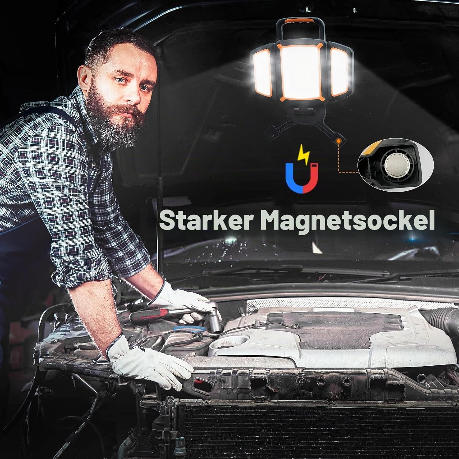 SYLSTAR LED Strahler Akku 30W, 3000LM Super Hell Baustrahler mit Magnet, 5 Lichtmodi und Powerbank, Drehbare Tragbare Wasserdichte Wiederaufladbare Arbeitsleuchte für Garage, Werkstatt 5 SYLSTAR LED Strahler Akku 30W, 3000LM Super Hell Baustrahler mit Magnet, 5 Lichtmodi und Powerbank, Drehbare Tragbare Wasserdichte Wiederaufladbare Arbeitsleuchte für Garage, Werkstatt – Bild 5