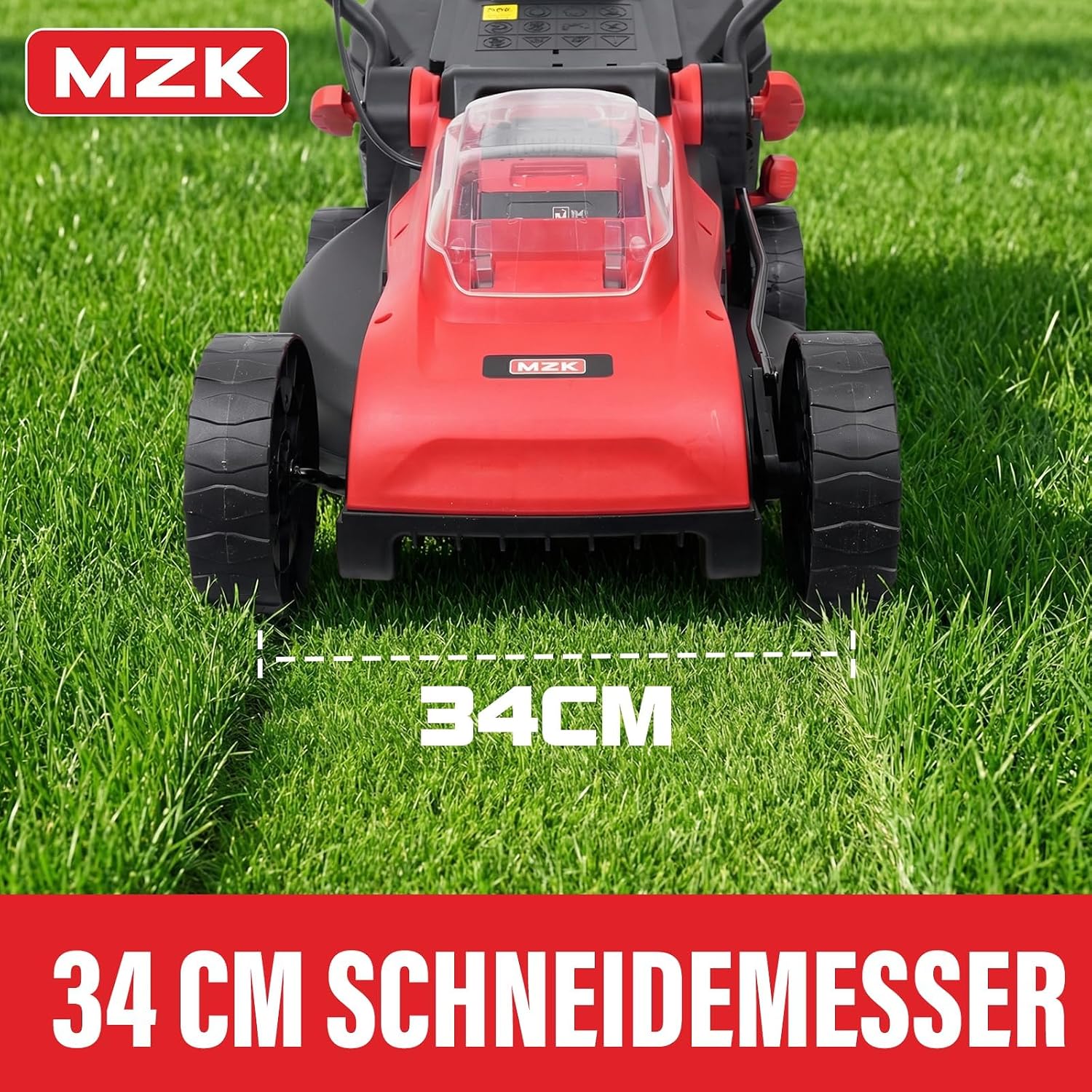 MZK Akku Rasenmäher 20V 34cm, bürstenlos, 2x4Ah Akku & Ladegerät | Leiser Akku-Rasenmäher mit Akku, 31L Fangkorb, 4 Schnitthöhen; ideal für kleine bis mittlere Rasenflächen. 4 MZK Akku Rasenmäher 20V 34cm, bürstenlos, 2x4Ah Akku & Ladegerät | Leiser Akku-Rasenmäher mit Akku, 31L Fangkorb, 4 Schnitthöhen; ideal für kleine bis mittlere Rasenflächen. – Bild 4