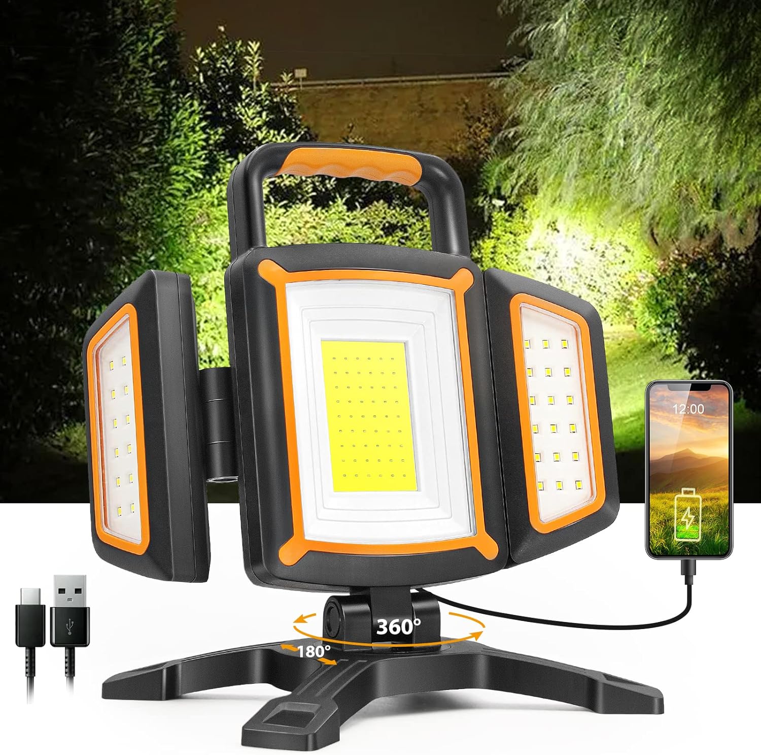 SYLSTAR LED Strahler Akku 30W, 3000LM Super Hell Baustrahler mit Magnet, 5 Lichtmodi und Powerbank, Drehbare Tragbare Wasserdichte Wiederaufladbare Arbeitsleuchte für Garage, Werkstatt 1 SYLSTAR LED Strahler Akku 30W, 3000LM Super Hell Baustrahler mit Magnet, 5 Lichtmodi und Powerbank, Drehbare Tragbare Wasserdichte Wiederaufladbare Arbeitsleuchte für Garage, Werkstatt