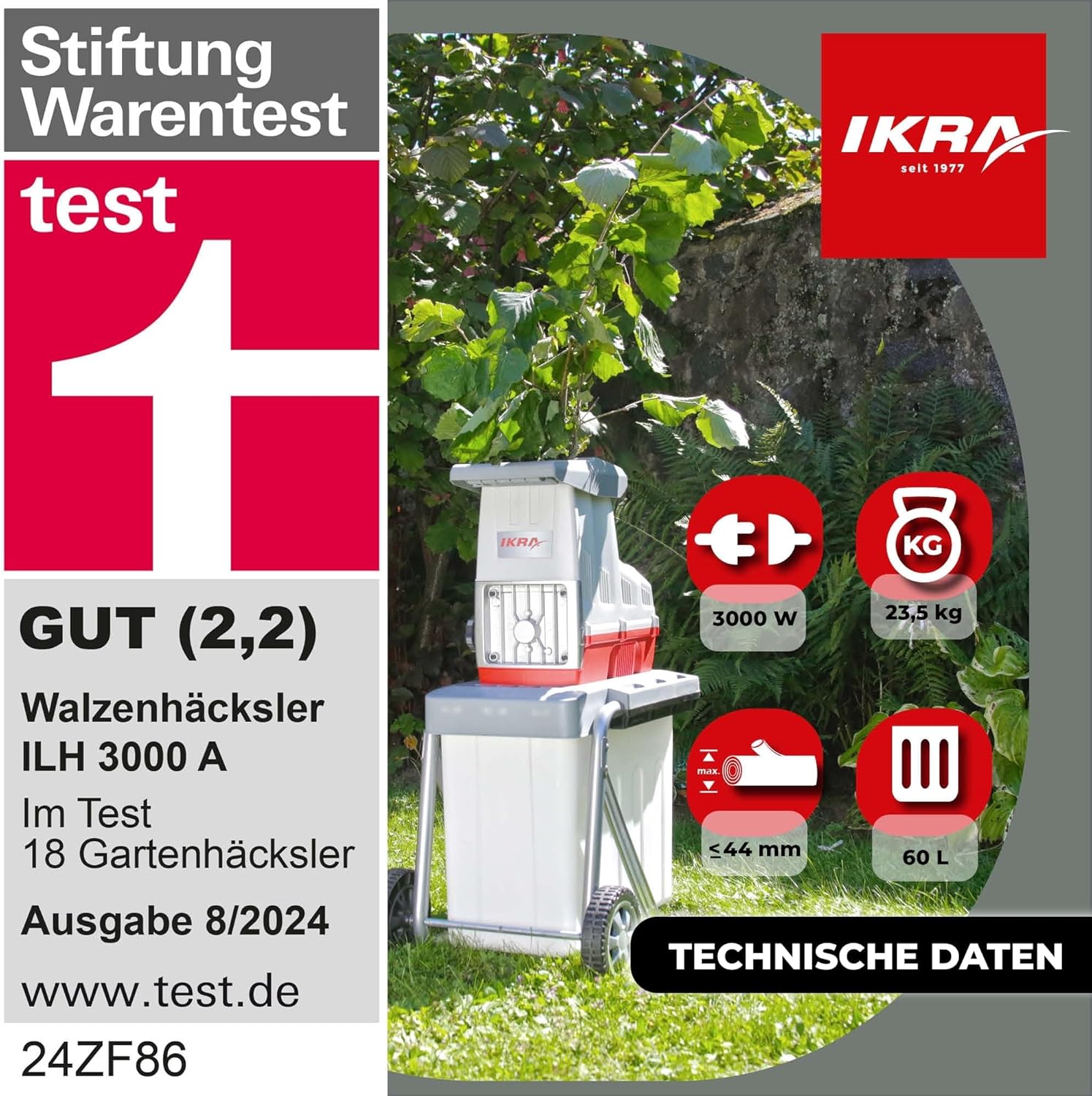 IKRA Elektro Gartenhäcksler Walzenhäcksler ILH 3000A, inkl. Gartenschere | Hochleistungsmotor, leise robust wartungsarm, starke 3000 Watt, selbstständiger Asteinzug, Rückwärtslauf, Aststärke bis 44mm 5 IKRA Elektro Gartenhäcksler Walzenhäcksler ILH 3000A, inkl. Gartenschere | Hochleistungsmotor, leise robust wartungsarm, starke 3000 Watt, selbstständiger Asteinzug, Rückwärtslauf, Aststärke bis 44mm – Bild 5
