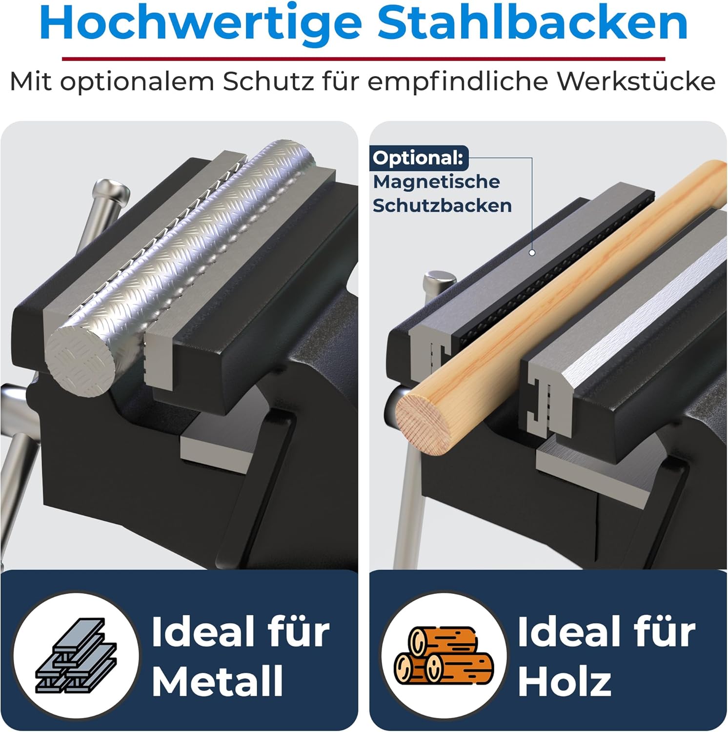 Profi Schraubstock 125mm aus Kugelgraphit-Gusseisen (Unzerbrechlich) | 360° Drehbar mit Amboss | Hohe Spannkraft & Inkl. Befestigungsschrauben | Robuster Werkstatt Parallelschraubstock 4 Profi Schraubstock 125mm aus Kugelgraphit-Gusseisen (Unzerbrechlich) | 360° Drehbar mit Amboss | Hohe Spannkraft & Inkl. Befestigungsschrauben | Robuster Werkstatt Parallelschraubstock – Bild 4