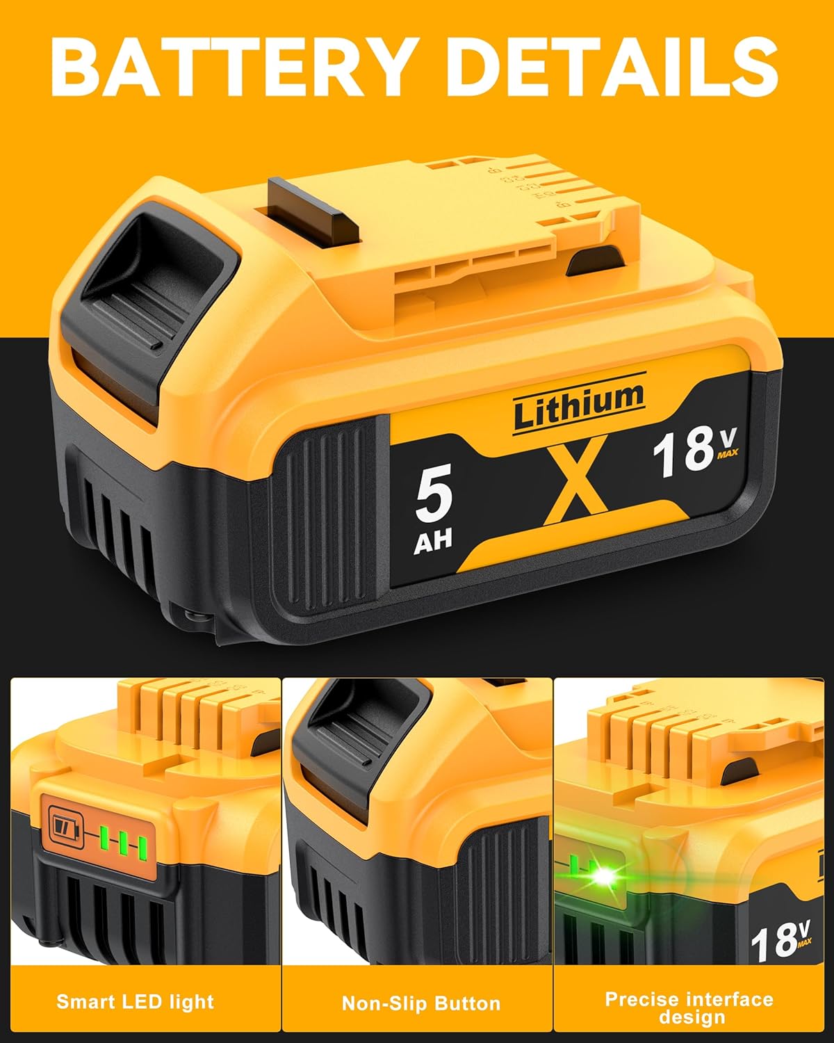 1 Stück 5000mAh Ersatzakku für Dewalt Akku 18V + 4A DCB115 Ersatz für Dewalt Ladegerät XR DCB182 DCB184 DCB200 DCB184 DCB101 DCB107 DCB112 DCB105 DCB115 DCB203 mit LED-Anzeige 5 1 Stück 5000mAh Ersatzakku für Dewalt Akku 18V + 4A DCB115 Ersatz für Dewalt Ladegerät XR DCB182 DCB184 DCB200 DCB184 DCB101 DCB107 DCB112 DCB105 DCB115 DCB203 mit LED-Anzeige – Bild 5